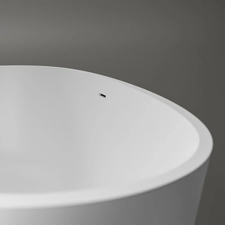 Bernstein Badewanne VELA, freistehende Mineralguss-Badewanne in Weiß matt, 150x76x54 cm mit Pop-up-Verschluss und Überlauf – Bild 4