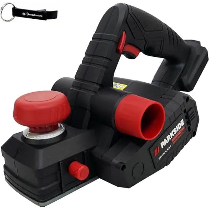 HEADNMORE® Bundle - PARKSIDE PERFORMANCE® 20V Akku Hobel PPHA 20 (ohne Akku), bürstenloser Motor, einstellbare Spantiefe, im Transportkoffer mit Schlüsselanhänger