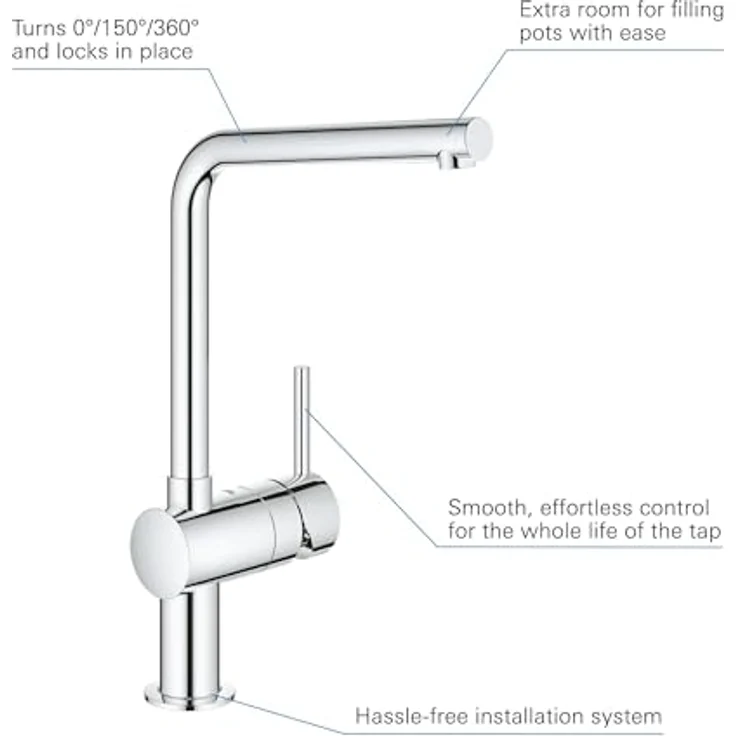 Grohe Minta Einhand-Spültischbatterie mit L-Auslauf, Chrom – Bild 5