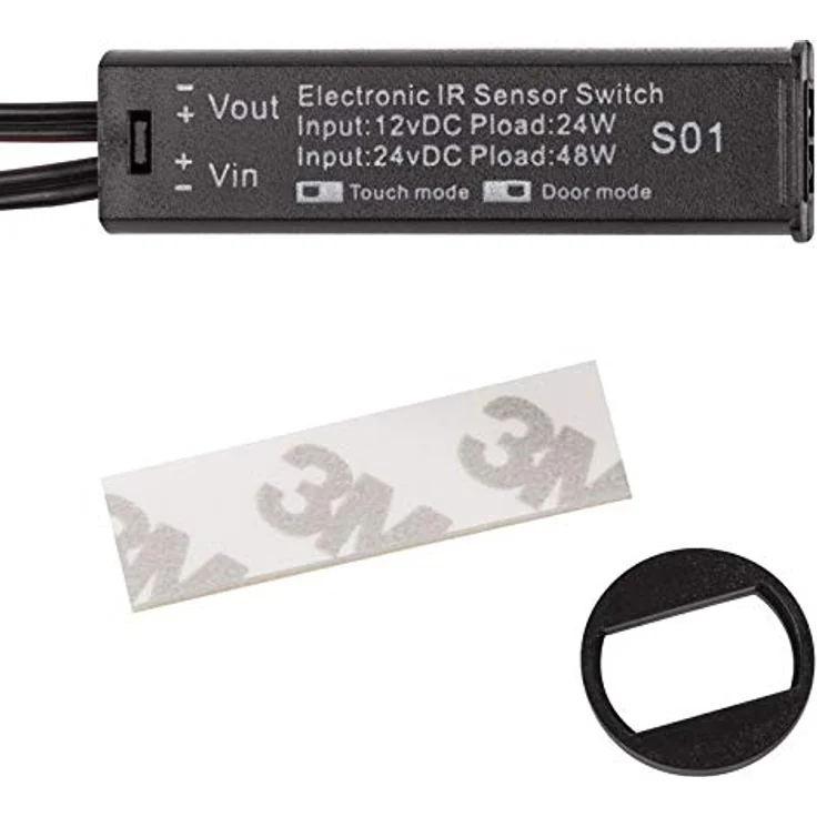 Einbau - Mini-Sensor SO1 schwarz schaltet bei Türbewegung oder Handbewegung, Schaltabstand 3-5 cm, IR Bewegungsmelder von SO-TECH® – Bild 1