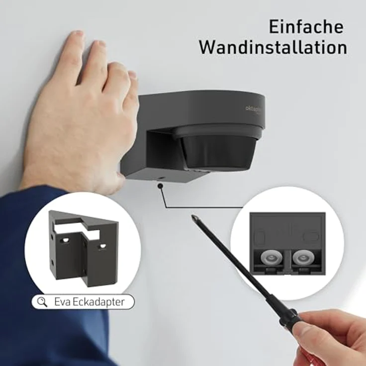 Oktaplex lighting Eva Bewegungsmelder, Infrarot Bewegungsmelder für Außen mit 12 m Reichweite, 240 Grad Erfassungswinkel, IP65, anthrazit – Bild 5