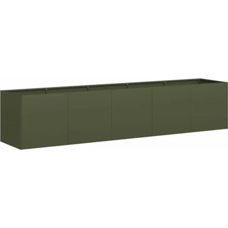 vidaXL Pflanzkübel Olivgrün 200x40x40 cm Kaltgewalzter Stahl, Garten-Hochbeet mit innenliegenden Stützbügeln – Bild 1