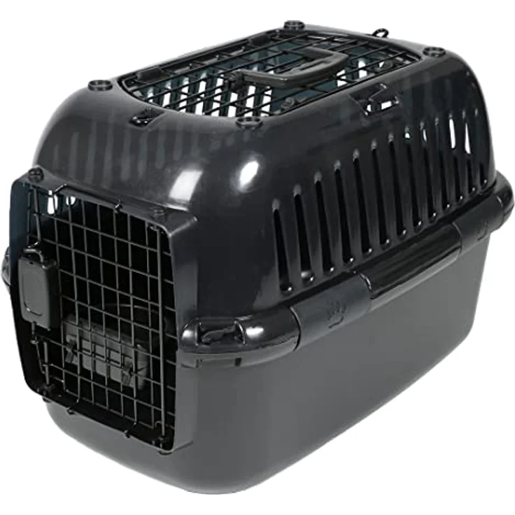 Europet-Bernina Tiertransportbox Transportbox Adventurer 60 schwarz, Kunststoff, Metalltür, integrierte Wasserschale – Bild 1