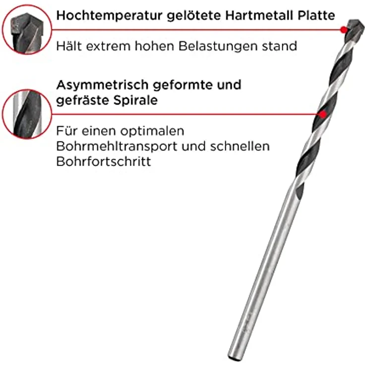 kwb Rocker Beton und Steinbohrer Ø 10,0 mm 045100 (hartmetallbestückt, nach ISO 5468, lange Ausführung) – Bild 4