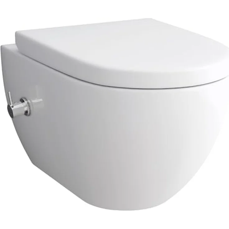 Alpenberger Wand WC mit Bidet Funktion | Dusch WC Kloschüssel & Toilettendeckel mit Absenkautomatik | Toilette Spülrandlos mit Armatur | Taharet WC Nano Hänge WC Set Passend Geberit (Cera 6250 U) – Bild 1