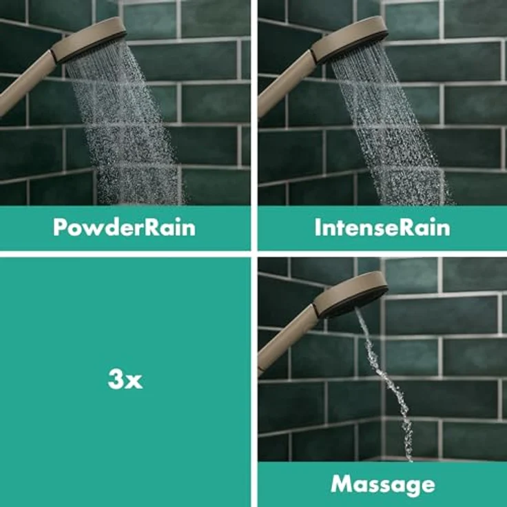 hansgrohe Pulsify Planet Edition Handbrause 105, 3 Strahlarten, EcoSmart+, Farbe Sand (recycelt) – Bild 5