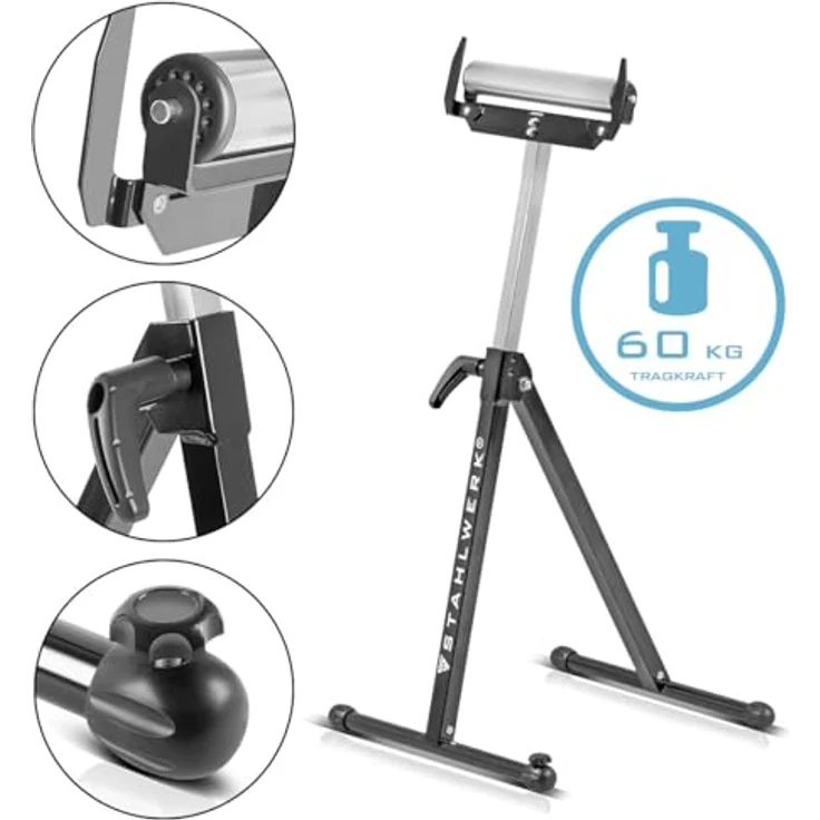 STAHLWERK Rollenbock RB-110 ST, stufenlos höhenverstellbar von 720 bis 1.100 mm, 60 kg Tragkraft, klappbar, 1 Stück – Bild 2
