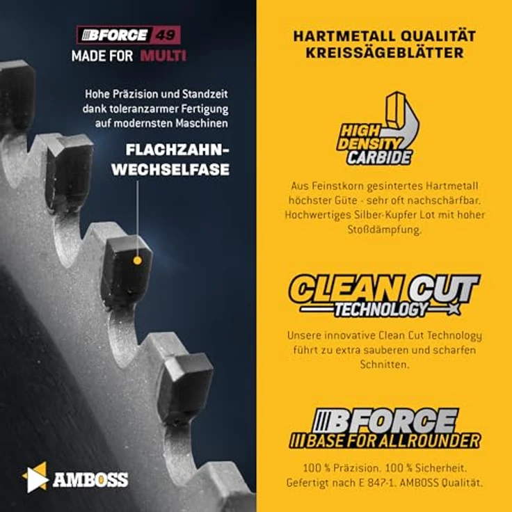 Amboss Werkzeuge HM Kreissägeblatt 254x30 Z80 Flachzahn mit Wechselfase für Multi - Feinschnitt, passend zu Bosch GTS 10. PTS 10. PTS 100 T.GTS 254 Holzmann TS 250. TK 255 Ryobi, in Amboss-Qualität - Ø 254mm, für Metalle und Holz. – Bild 5