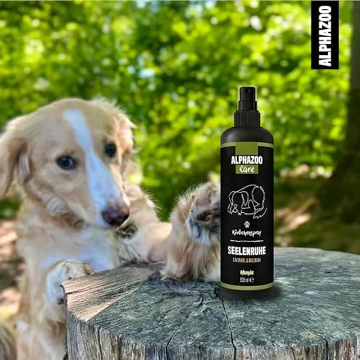 ALPHAZOO Seelenruhe Körbchenspray 100ml, Natürliches Anti-Stress Beruhigungsmittel mit Baldrian für Hunde – Bild 5