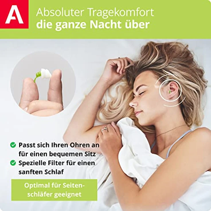 Alpine SleepSoft Gehörschutz Ohrstöpsel zum Schlafen - Schalldämpfer Schnarchen und verbessert den Schlaf - Weichfilter geeignet für Seitenschläfer – Hypoallergenes Material – Wiederverwendbar – Bild 4