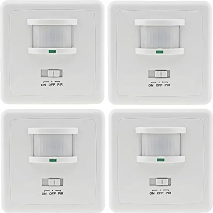 ChiliTec 3-Draht UP Bewegungsmelder 160° 9m Reichweite LED geeignet Unterputz Montage Infrarot 4 Stück Weiß