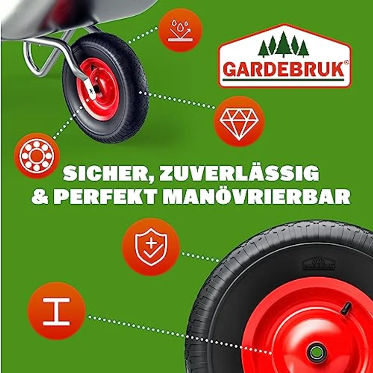 Schubkarren Rad Ersatzrad PU Gartenkarre 4.80/4.00-8 Ø 390mm 200 kg Schubkarrenreifen Achse Felge luftbereift – Bild 10