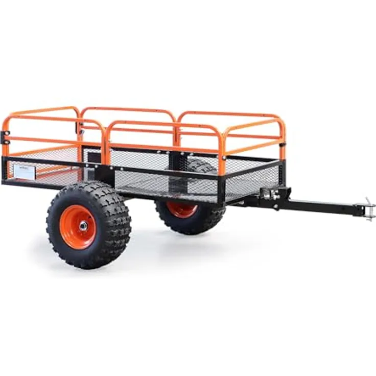 Wiltec Kippanhänger bis 680 kg, Kipper mit Kippfunktion, Gitter und abnehmbaren Seitenwänden, 216 x 122 x 76,2 cm