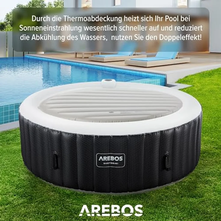 AREBOS aufblasbare Thermoabdeckung Cover Abdeckung für Outdoor Whirlpool Ø180 cm - Schwarz – Bild 2