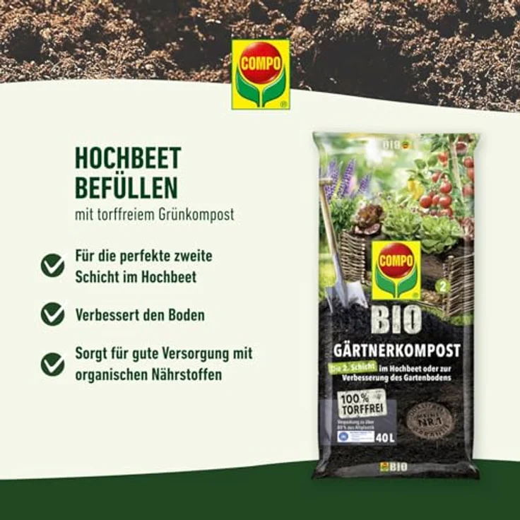COMPO® BIO Gärtnerkompost torffrei, 40 l – Bild 2