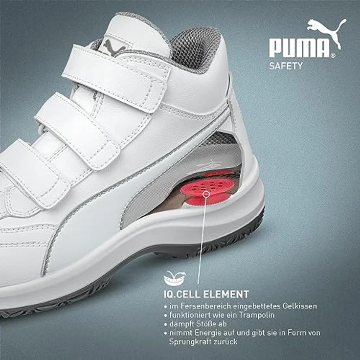 PUMA Absolute Mid 630182-42, Sicherheitsstiefel S2 mit Fiberglaskappe, PU-Sohle und IQ.CELL Dämpfung, Größe 42, Weiß – Bild 4