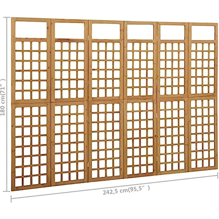 VidaXL 6-tlg. Paravent-Spalier Massivholz Tanne 242,5x180 cm – Bild 3