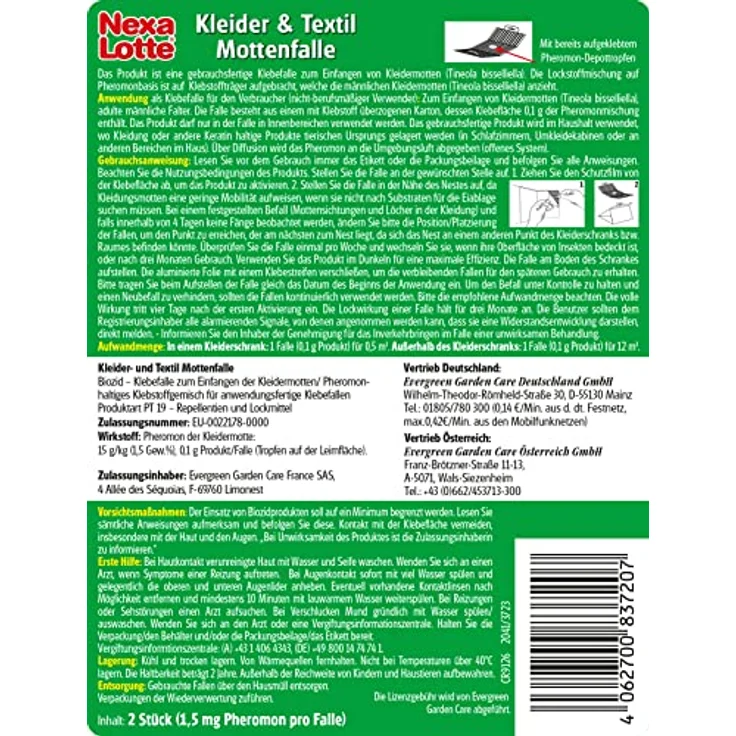 Nexa-Lotte Kleider- & Textil-Mottenfalle 2 Stück – Bild 2