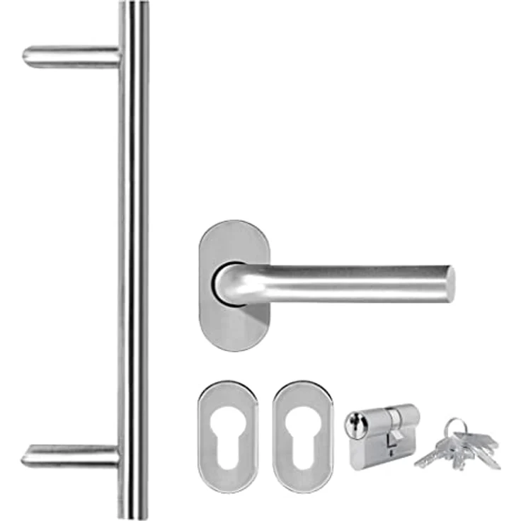 vidaXL Haustür, Eingangstür mit Handgriff-Set, 3 Schlüssel und Montageset, Weiß, 88x200 cm, inkl. hochwertigem Rahmen und isolierverglaster Füllung – Bild 5