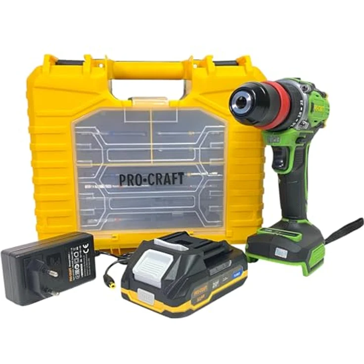 Procraft PA18ProDFR2-1B-C Akku Bohrschrauber 20 V, 30 Nm Brushless, inkl. 2,0 Ah Akku, Ladegerät, 13 tlg. Bit Set und Koffer – Bild 1