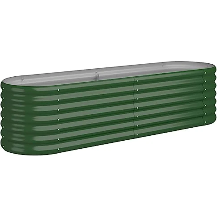 vidaXL Hochbeet, Wetterfestes Hochbeet für Garten Balkon Terrasse, Kräuterhochbeet zum Selber Bauen, Pflanzkasten aus Metall, Pulverbeschichteter Stahl Grün – Bild 1