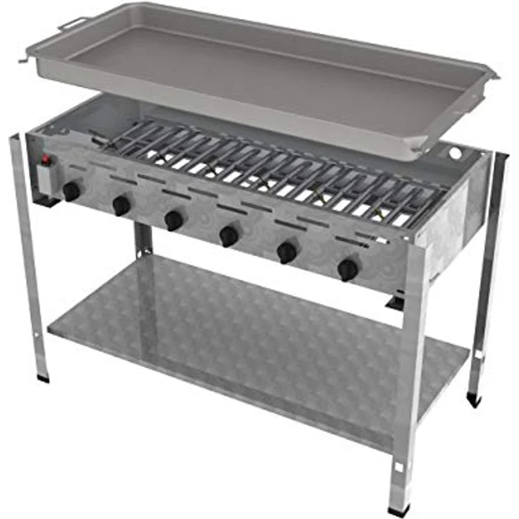 ChattenGlut Gasgrill Gastrobräter 22kW mit Pfanne, Edelstahl, Piezozündung, thermischer Flammüberwachung - 1140x530x800 cm – Bild 6
