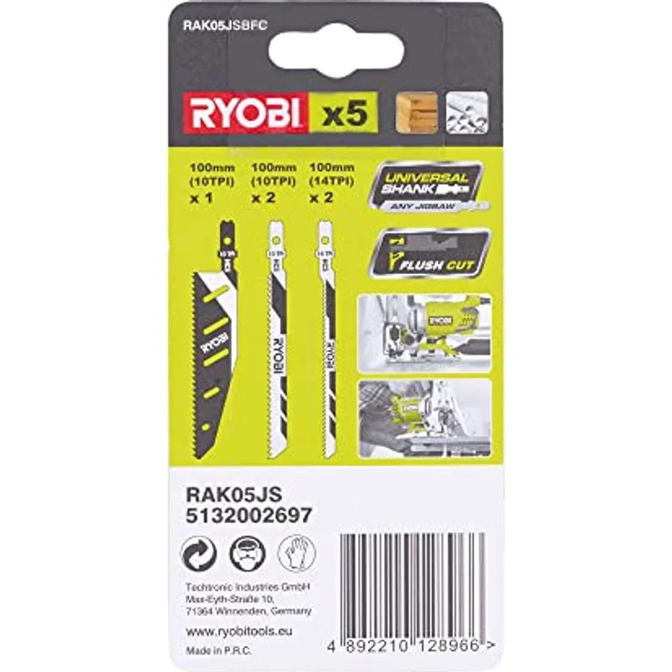 Ryobi 5132002697 5-teiliges Stichsägeblattset – Bild 3