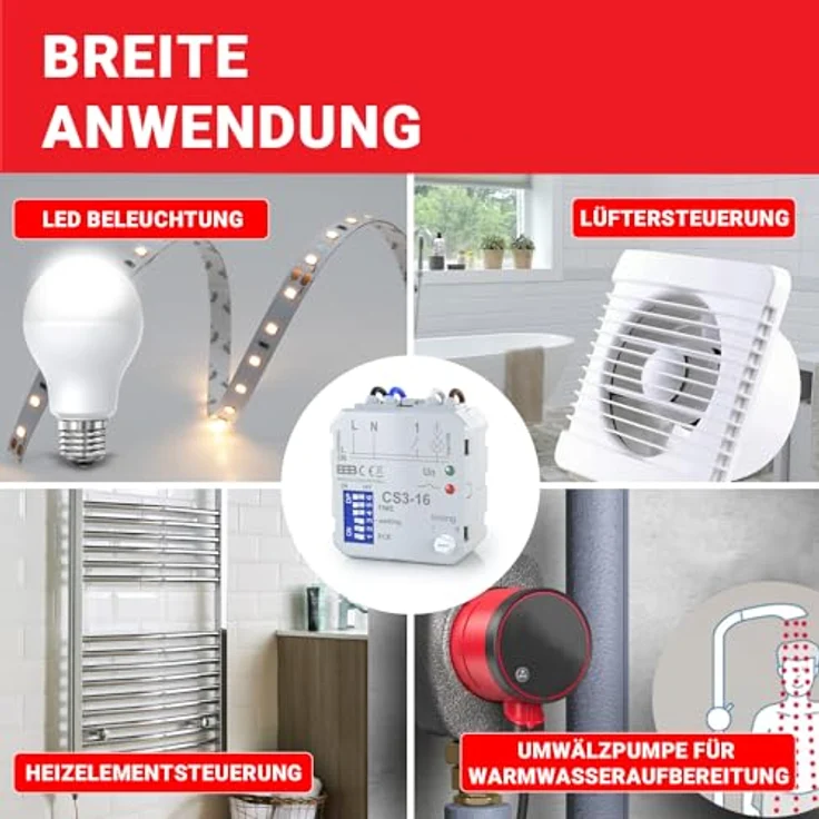 ELEKTROBOCK Zeitrelais - Nachlaufrelais 230 V 16 A - 8 Funktionen, LED geeignet, Unterputz für Lüftersteuerung und Umwälzpumpen – Bild 2