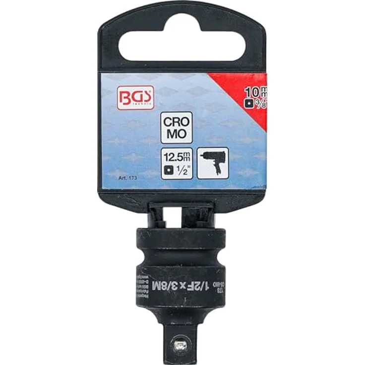 BGS technic Bohrer- und Bitset 173, für Hand- und Schlagschrauberbetrieb, mit 10 mm Außenvierkant und 1/2" Innenvierkant, Chrom-Molybdän-Stahl, phosphatiert – Bild 3