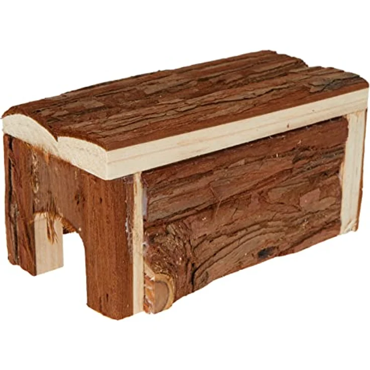 Trixie Natural Living Haus Luka, 14 × 7 × 14 cm - Unbehandeltes Naturholz, Futternapf, Rampe, für Hamster und Mäuse geeignet – Bild 2