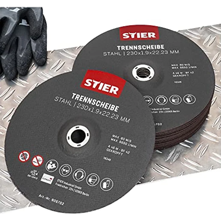 STIER Trennscheiben Stahl 230 x 1,9 x 22,23 Form 42 gekröpft 25 Stk., für Winkelschleifer jeglicher Art, besonders geeignet für Edelstahl und Stahl – Bild 2