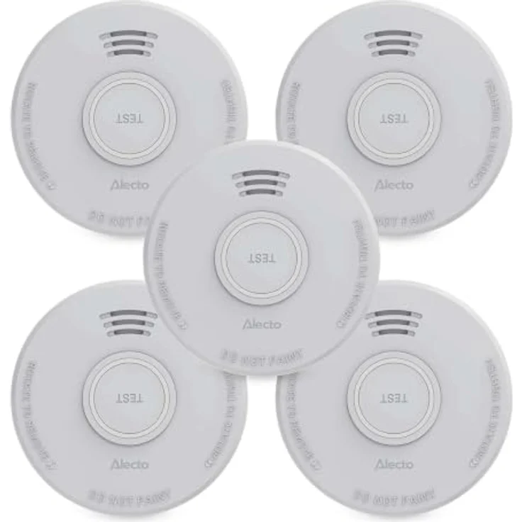 Alecto SD110, 5X Rauchwarnmelder batteriebetrieben mit fotoelektrischem Sensor, 85 dB Alarm, 10 Jahre Lebensdauer, 101 mm x 36 mm – Bild 1