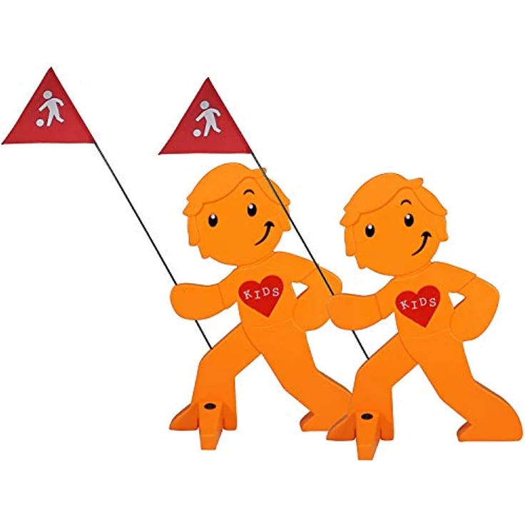 StreetBuddy Warnfigur mit Fahne, reflektierender Warnaufsteller für Kindersicherheit - Orange – Bild 3