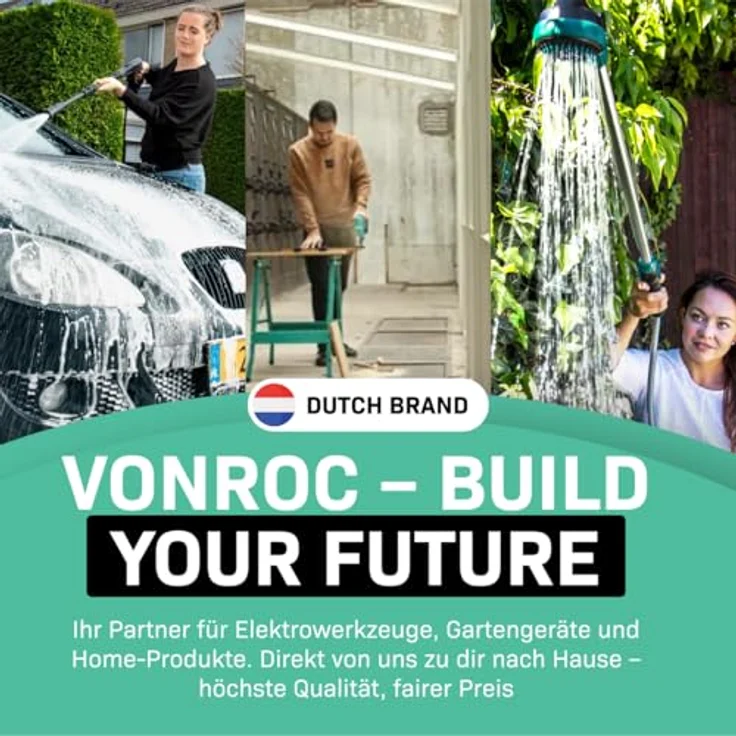 VONROC V22-2 Hochdruckreiniger, 170 bar, 2200 W, inkl. Fassadenreiniger und Dampfreiniger-Zubehör – Bild 7