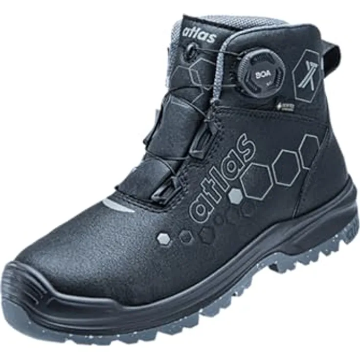 ATLAS XT 550 BOA GTX, Sicherheitsstiefel S3 SRC, knöchelhoch, metallfreie Durchtritthemmung, Gore-Tex, Größe 43, schwarz/anthrazit