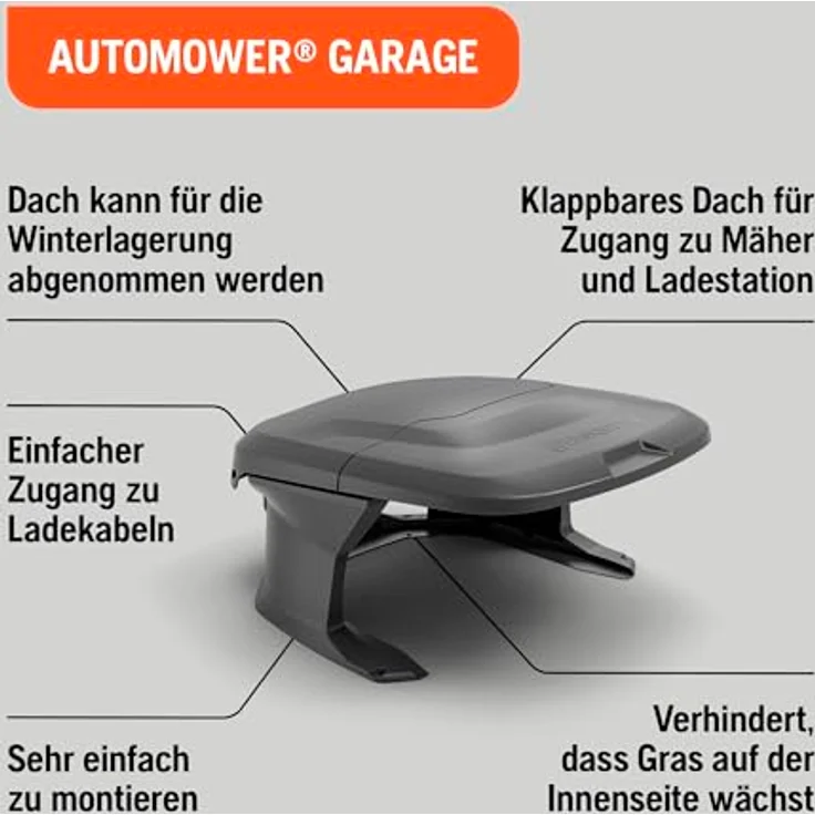 Husqvarna Mähroboter-Garage Automower Garage S, Klappbares Dach, wetterfest, für BW/P10 und R6V – Bild 2