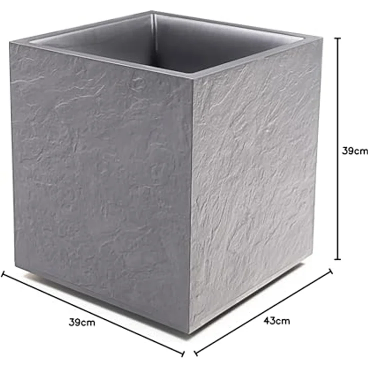 ONDIS24 Pflanzkübel Vulkan 40, Pflanzgefäß mit Wasserspeicher, Gestein/Basalt/Graphit Optik, 31 Liter Volumen – Bild 9