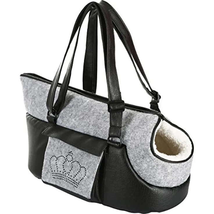 Kerbl Pet Tragetasche Chiara für kleine bis mittelgroße Hunde und Katzen, Transporttasche mit integrierter Kurzleine, Verstellbarer Tragegurt, 46x23x25 cm