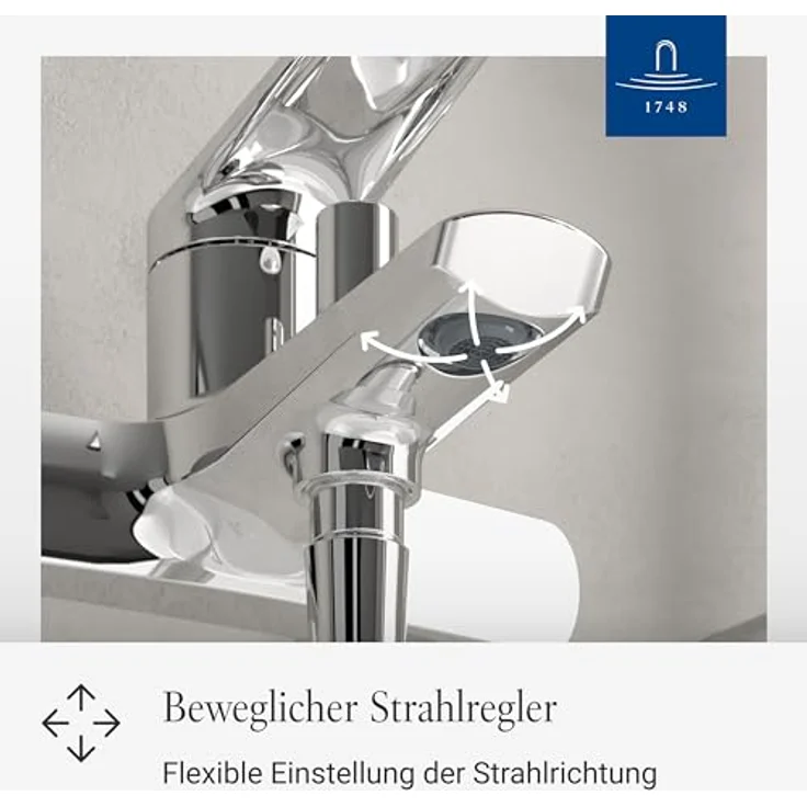 Villeroy & Boch Oasis Wannenarmatur, Aufputz Wasserhahn mit Rückflussschutz, Umstellfunktion und SmartPressure-Technologie – Bild 4