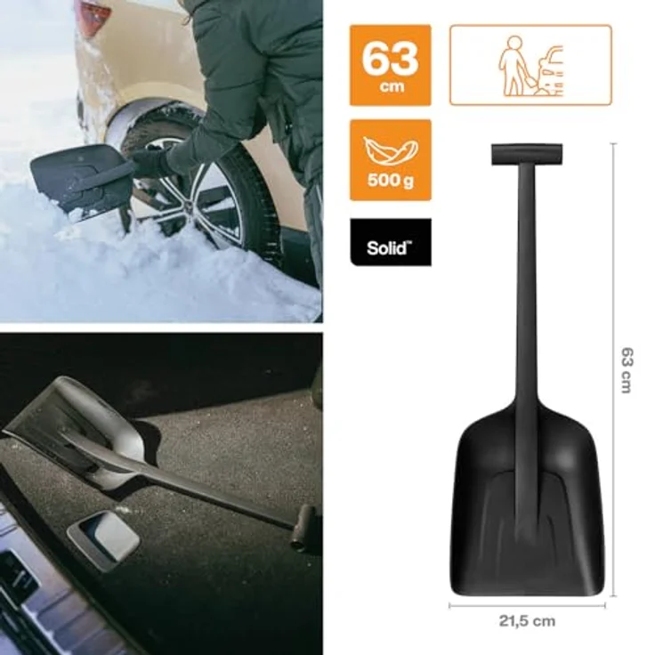 Fiskars Schaufel Solid Autoschaufel, glasfaserverstärkt, ergonomisch geformter Stiel, Schwarz – Bild 3