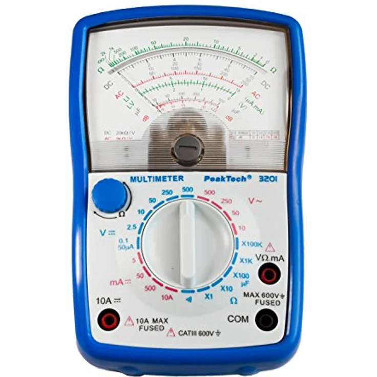 PeakTech Analog Multimeter , Cat III 600V , Amperemeter 10A DC , Voltmeter 500V AC-DC , Ohm-Meter , Durchgangsprüfer, 1 Stück, P 3201 – Bild 2