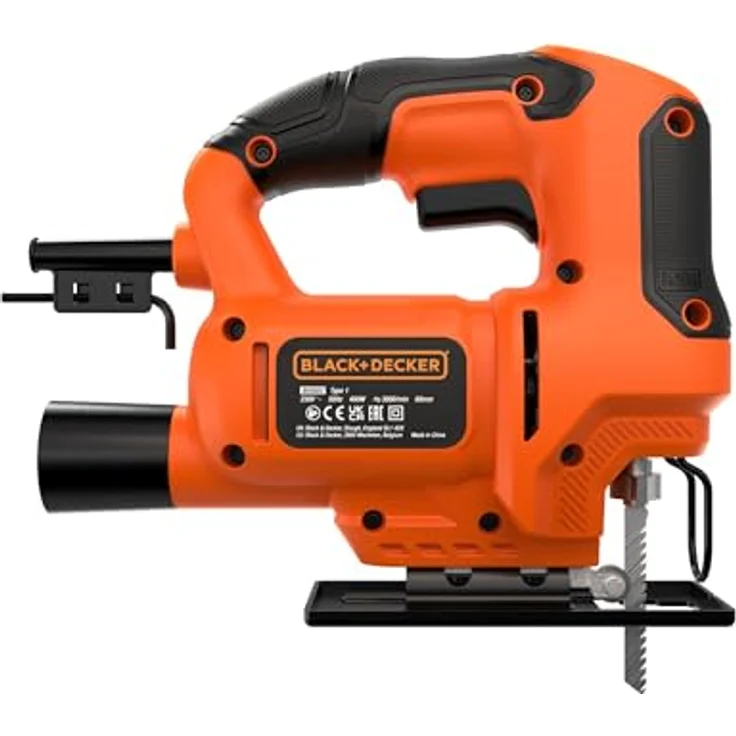 Black + Decker Stichsäge BLACK+DECKER BES602, (400 Watt) - Ergonomischer Griff, Gehrungsschnitte bis 45°, Staubabsaugvorrichtung, werkzeugloser Sägeblattwechsel – Bild 3