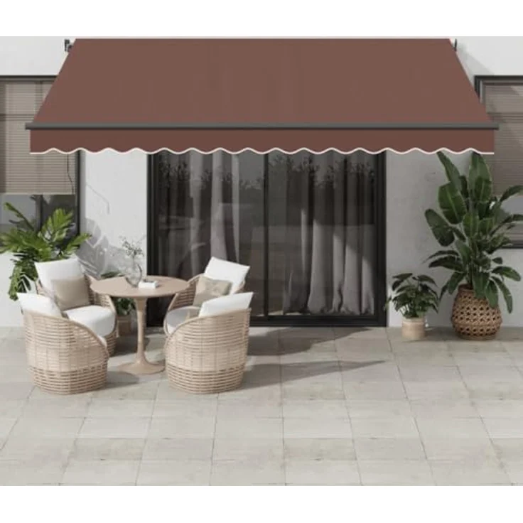 vidaXL Markise Manuell mit LEDs Braun 400x350 cm, UV-beständig, LED-Beleuchtung, einfache Bedienung – Bild 2