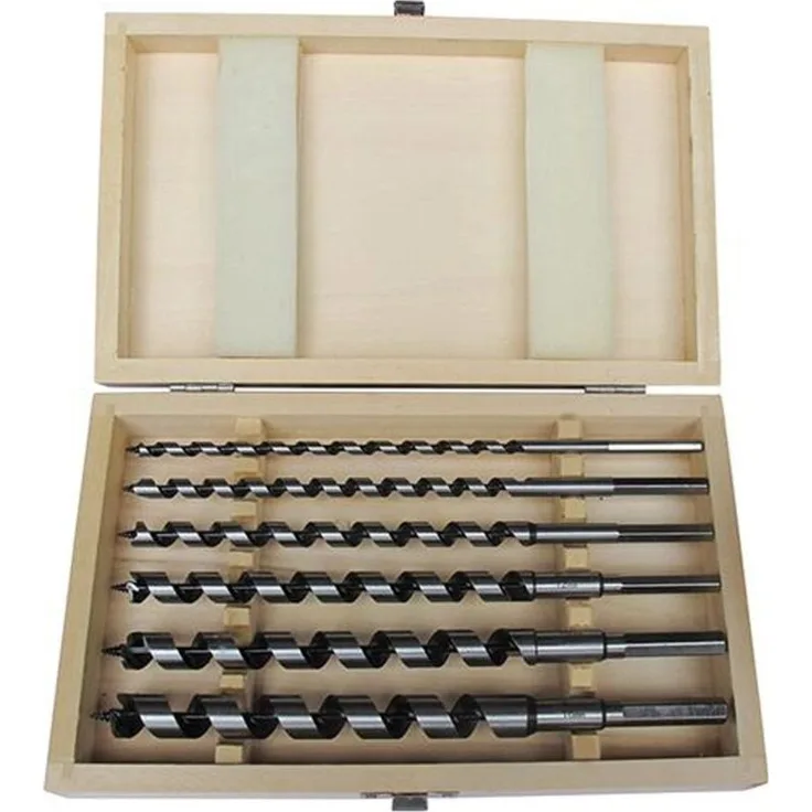 FORTIS Schlangenbohrer-Satz LEWIS, 6-teilig aus legiertem Werkzeugstahl, für Holz, Gesamtlänge 320 mm, Sechskant-Schaft