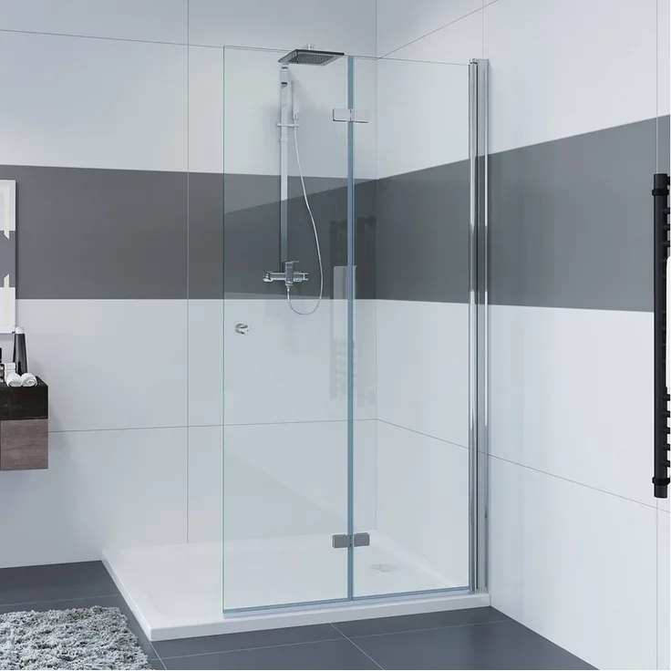 IMPTS Duschwand walk in dusche, glas Duschwand 2-teilig faltbar, Rahmenlos ESG Nano Glas, Breite: 70-120 cm, Höhe: 185-195 cm, Chrom/Aluminium/Edelstahl/Messing - Preisvergleich