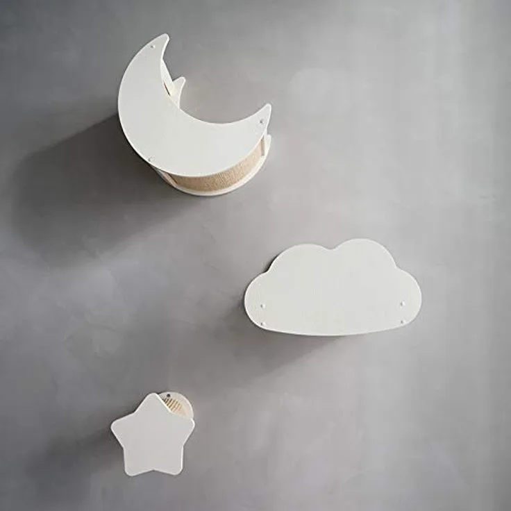 CatS Design Katzen Kletterwand Set XXL große Katzen stabil-Wandkratzbaum-Wandliege-Wandbett kletterstufen-Wandelemente-Wandkratzbrett-3 Teilig Holz Wandpark Sky