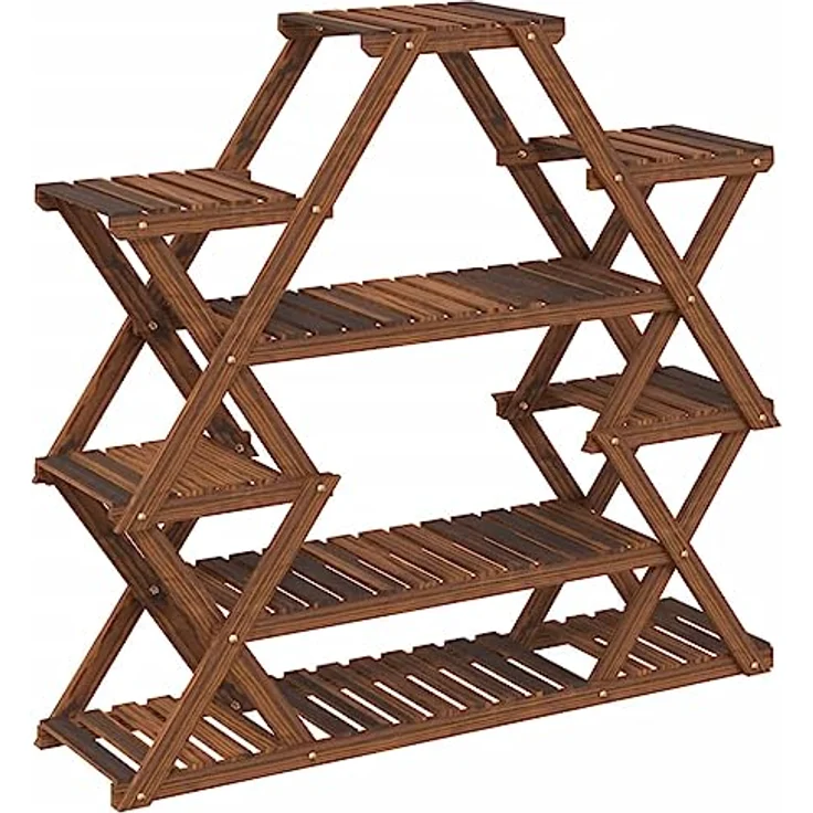 vidaXL Blumenständer, Pflanzständer 110x25x105 cm Karbonisiertes Braun Massivholz Tanne – Bild 7