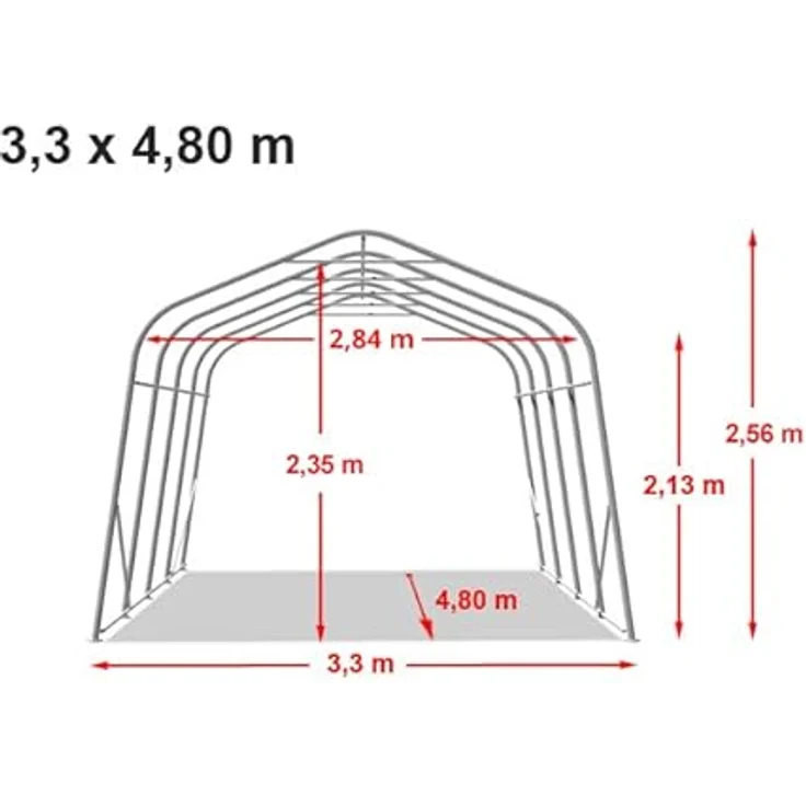 TOOLPORT Garagenzelt Carport 3,3 x 4,8 m, mobile Garage mit PRIMEtex 2300 PVC Plane, dunkelgrün, wasserdicht und rostfreie Stahlkonstruktion – Bild 4
