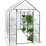 WOLTU Foliengewächshaus Tomatengewächshaus Treibhaus Gartenhaus Frühbeet Tomatenhaus Gemüse Gewächshaus überwinterungszelt für Pflanzen Weiß 143x215x195 cm