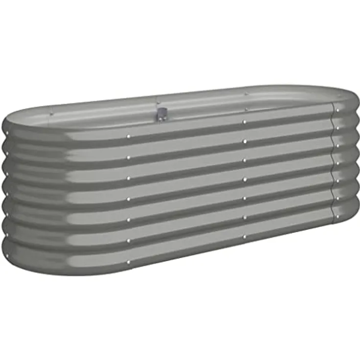 vidaXL Hochbeet, Wetterfestes Hochbeet für Garten Balkon Terrasse, Kräuterhochbeet zum Selber Bauen, Pflanzkasten aus Metall, Pulverbeschichteter Stahl Grau
